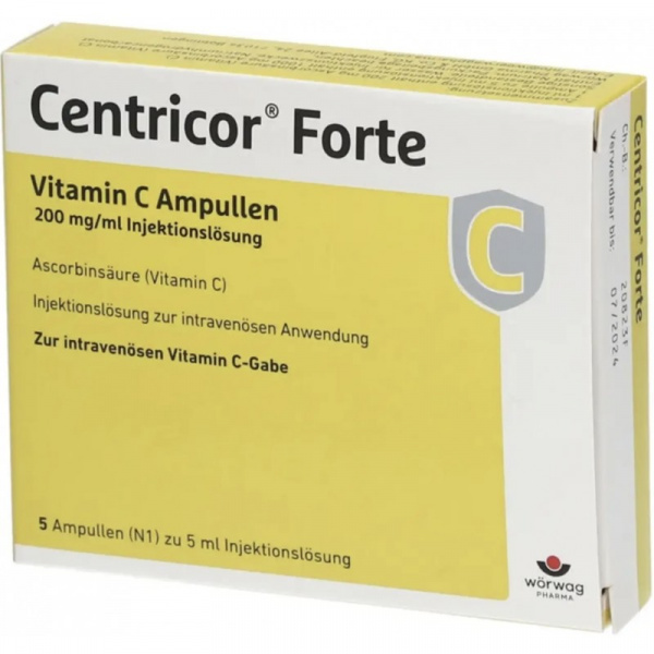 Витамин С для капельниц Centricor Forte Vitamin C 1000mg, ін’єкційний розчин 1000мг (Вітамін С для крапельниць) - Зображення 2
